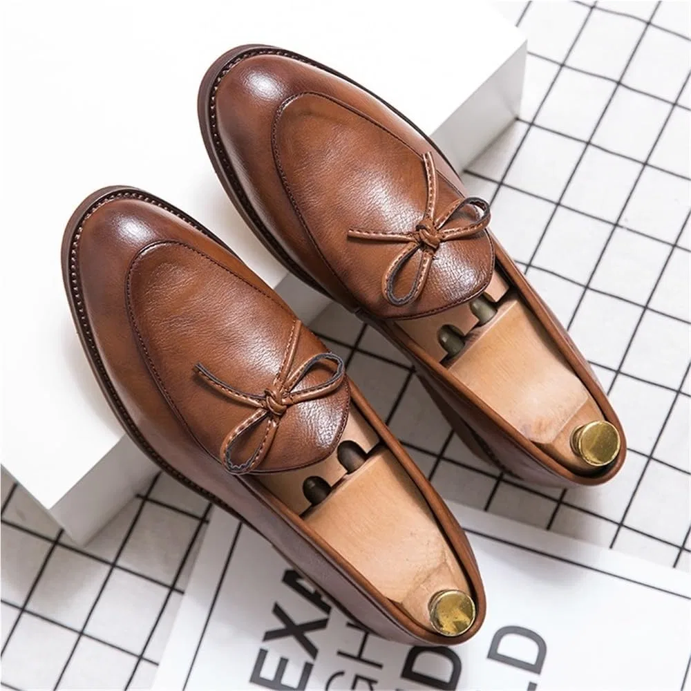 Мужские лоферы из натуральной кожи, Tassel Loafers, коричневый DHFIRUFSHLO — фото 3