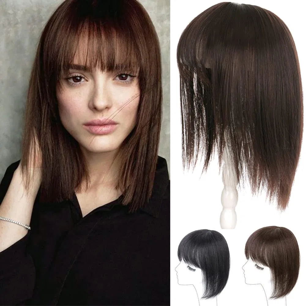 Накладка для волос из натуральных волос с челкой на заколках Eree Hair
