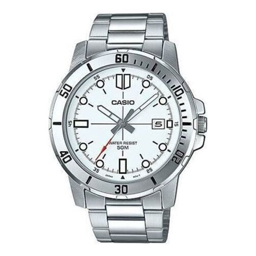 

Часы CASIO Stainless Steel Strap Unisex Mens Silver Analog, цвет silver