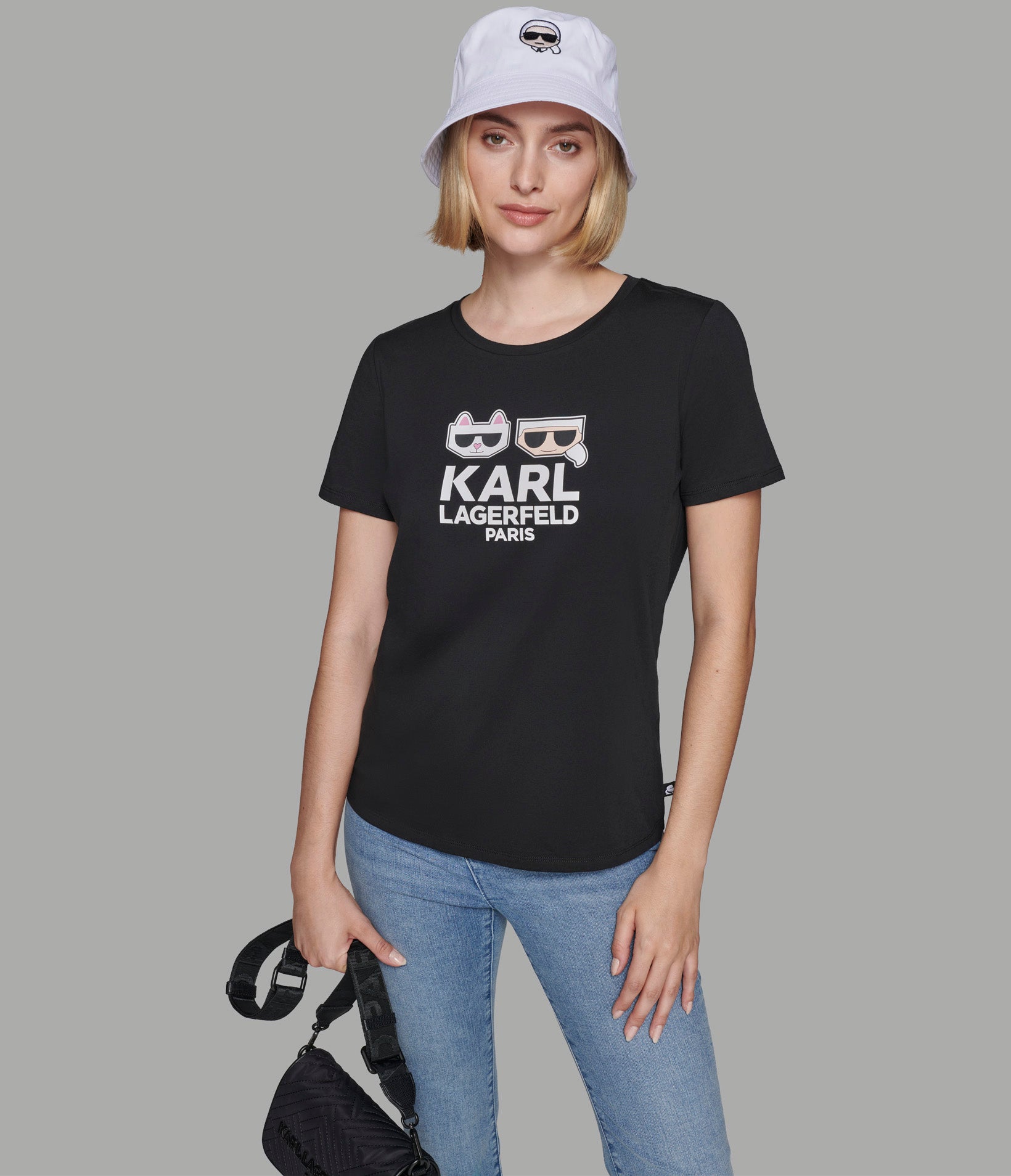 

Футболка с эмоджи карла и шопетт KARL LAGERFELD PARIS, черный