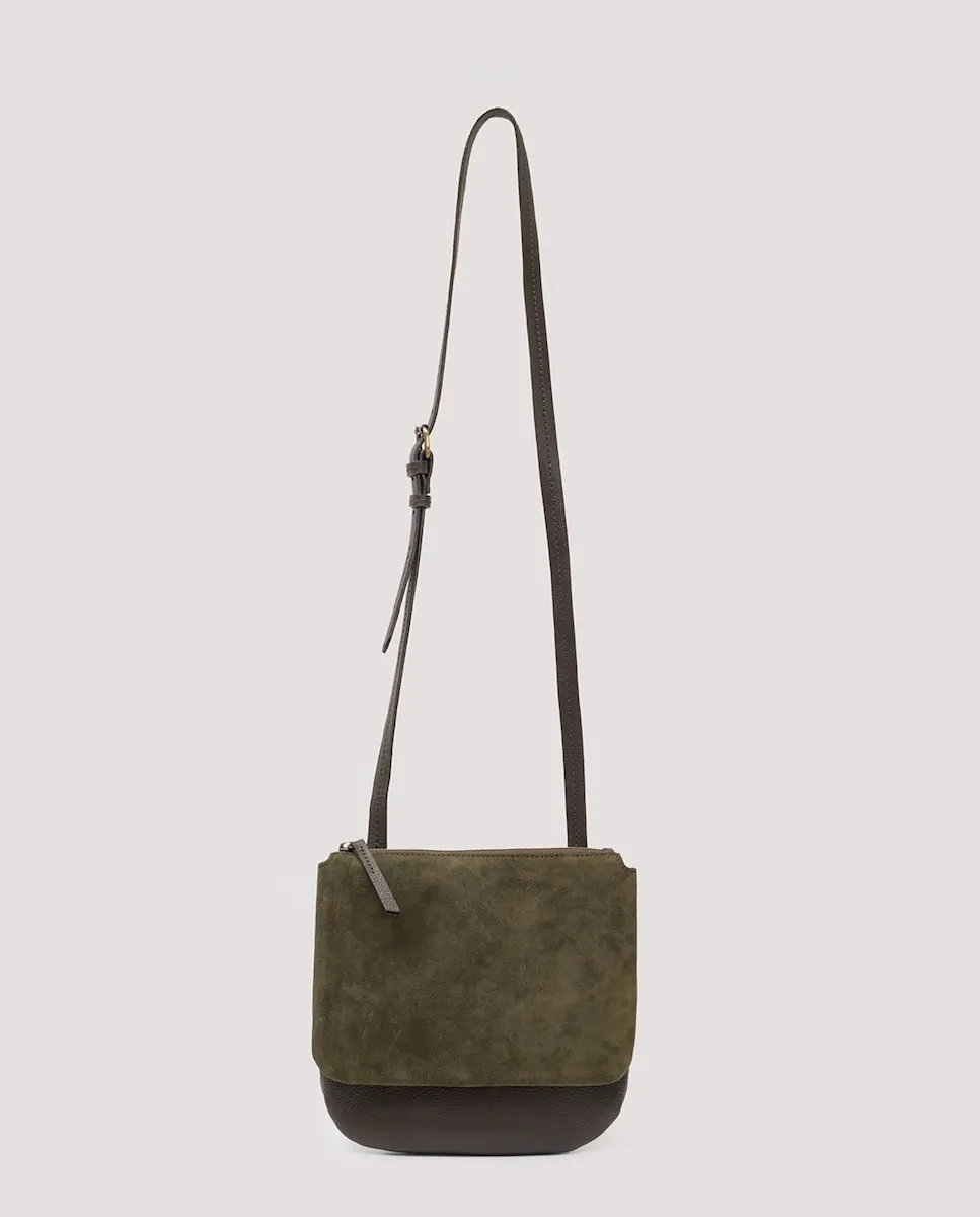 

Женская сумка через плечо среднего размера на молнии и кармане из кожи Nice Things, хаки