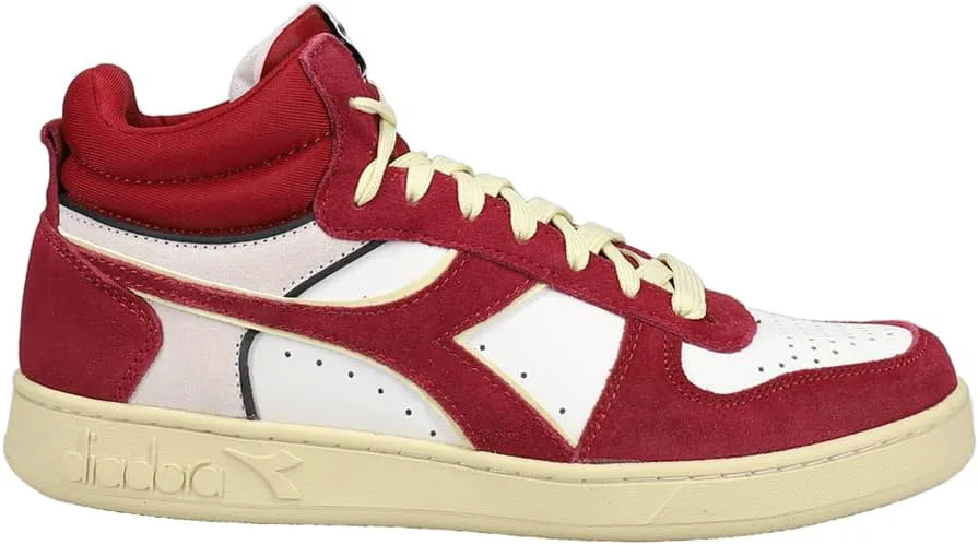 Мужские высокие кроссовки Diadora Magic Basket Demi Cut из замшевой кожи - красно-белые, повседневные, красный