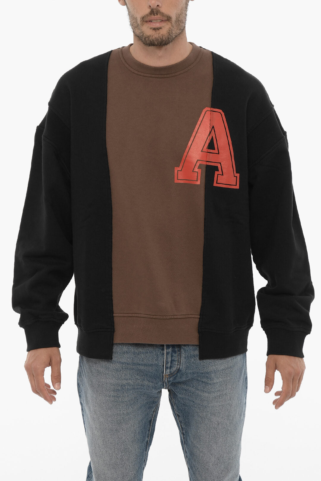 

Толстовка Ambush из флиса и хлопка VARSITY с круглым вырезом, коричневый/черный