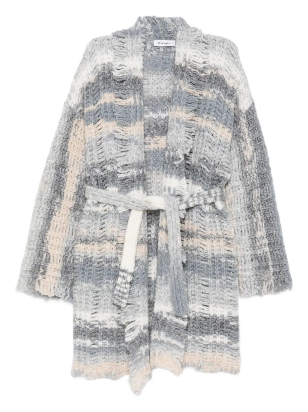 

Кардиган с бахромой и поясом Kangra, серый