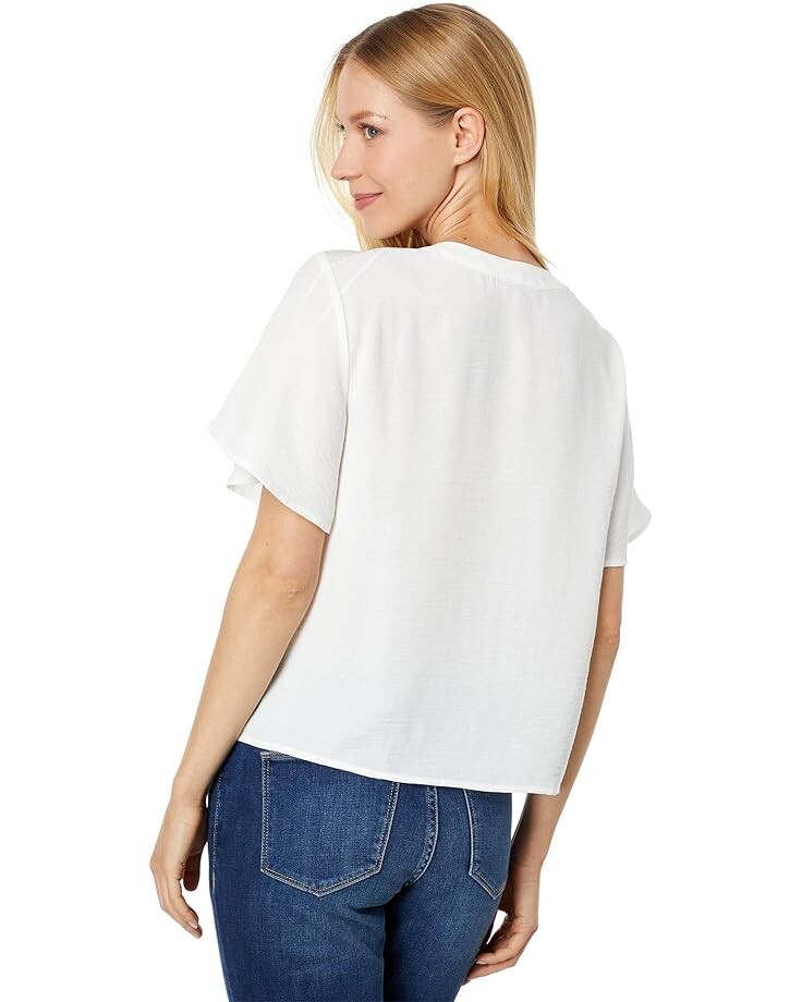 

Блуза Vince Camuto Short Sleeve Tie Front Button-Down Blouse, цвет New Ivory