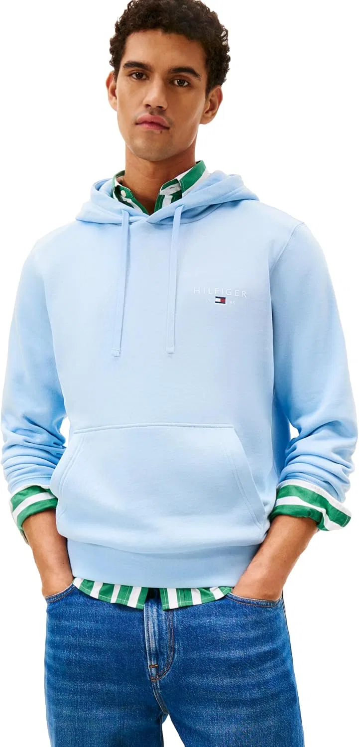 Худи мужское с вышитым флагом Tommy Hilfiger, цвет Well Water