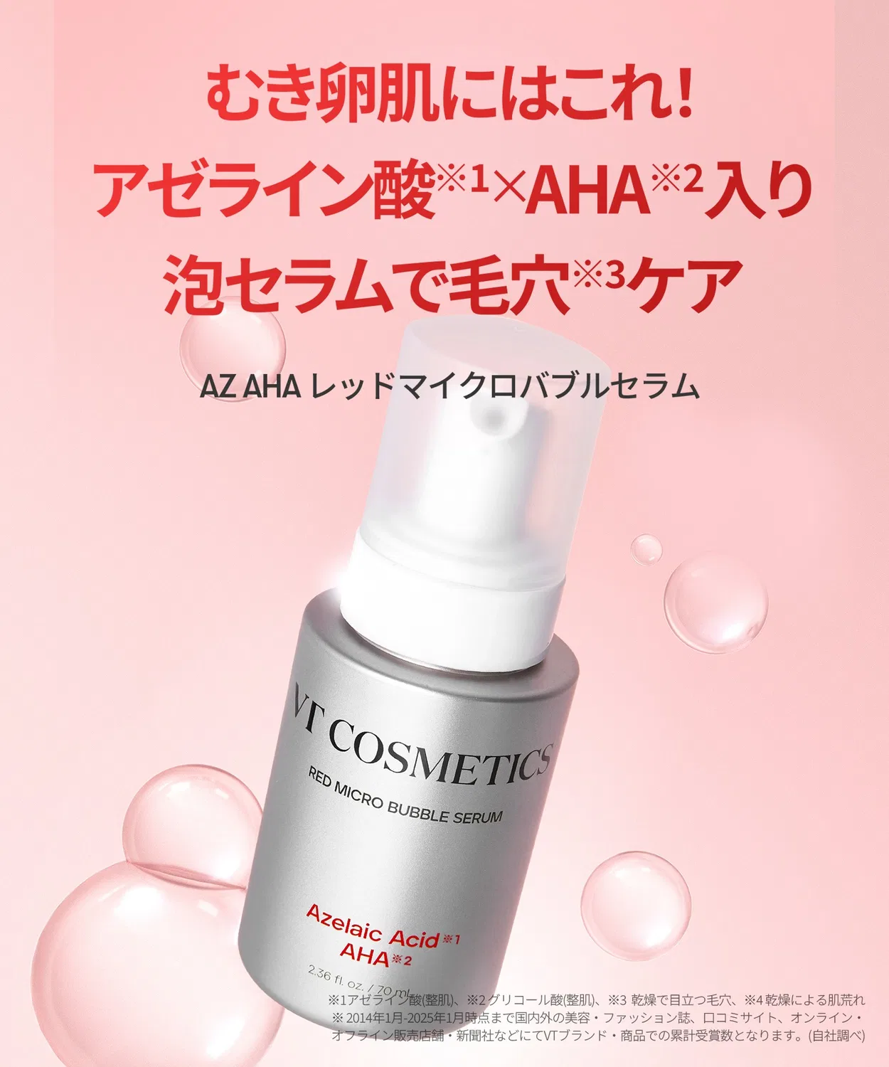 Сыворотка Vt — С AHA и азелаиновой кислотой Red Micro Bubble Serum, 70 мл — фото 4