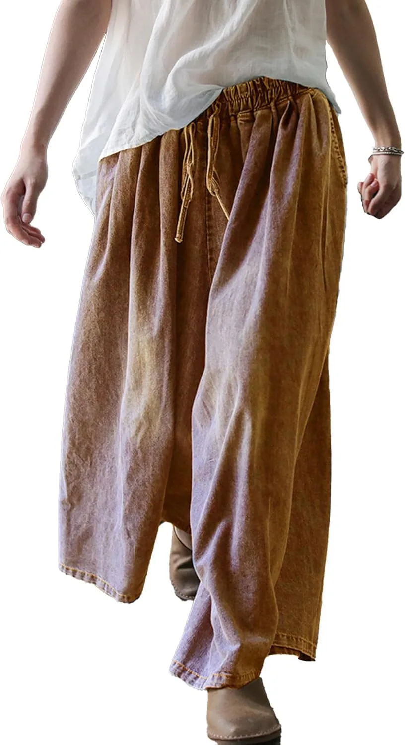 

SOMTHRON женские джинсы baggy wide leg с высокой талией и карманами