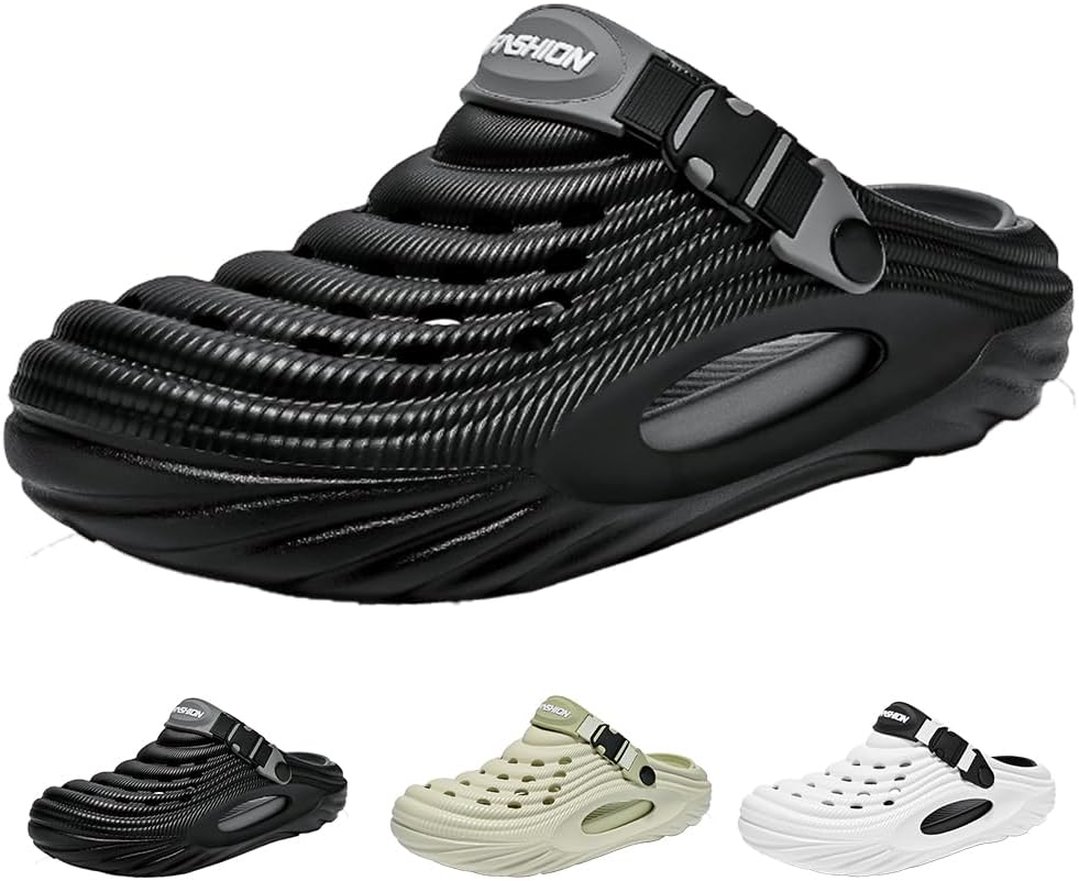 

Летние кроссовки с пеной для мужчин, шлепанцы-подушки, повседневные нескользящие спортивные сандалии, закрытые тапочки для женщин, прогулочная обувь для улицы и дома, пляжные шлепанцы Vioxthak, черный