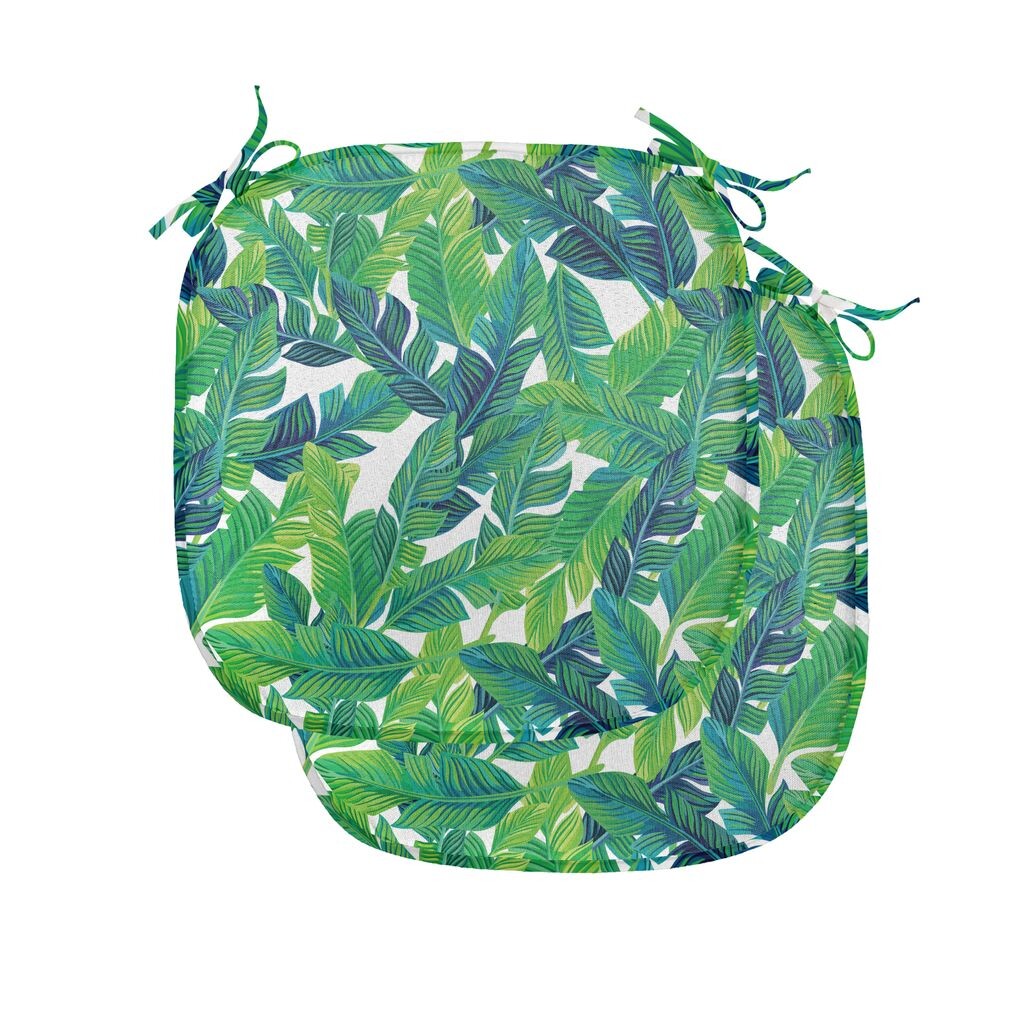 

Подушки на обеденный стул ABAKUHAUS Banana Leaf, бразильский тропический лист, декоративная водонепроницаемая подушка с ремнями для кухонных сидений, 40 см x 40 см — упаковка из 2 шт., зеленый белый