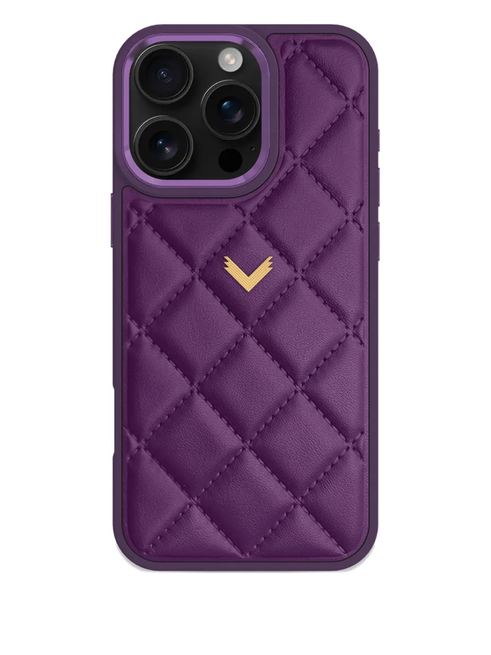 

Стеганый кожаный чехол для iPhone 16 Pro Max Velante, фиолетовый