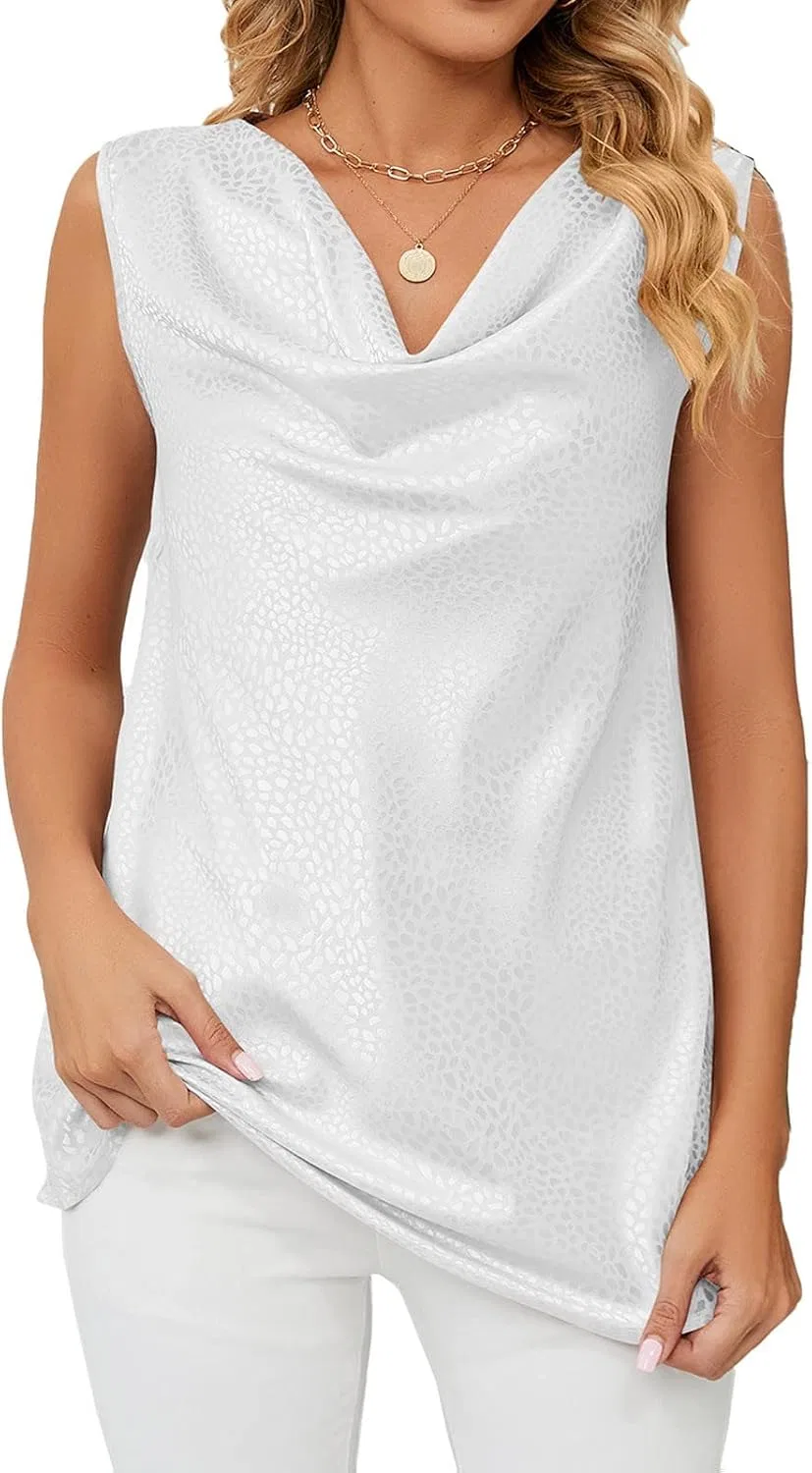 Топ на бретелях, сатиновый, Party Blouse, белый — фото 4