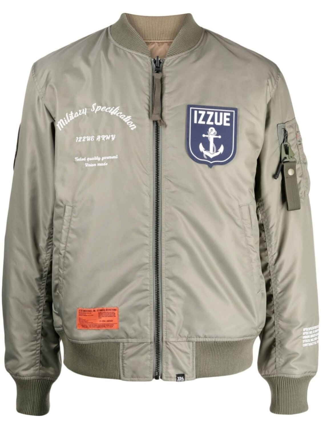 

izzue patches-detail padded bomber jacket, зеленый