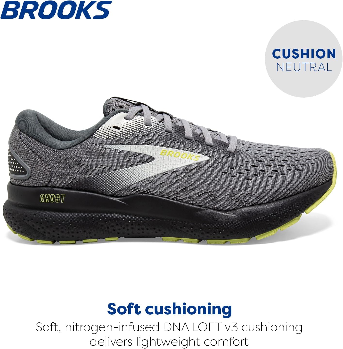 Мужские нейтральные беговые кроссовки Brooks Ghost 16, серый — фото 2