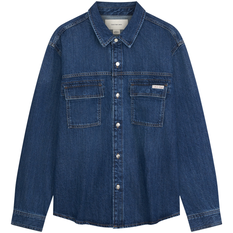 Calvin Klein Рубашка мужская XCY Denim Dark Blue Lapel Moderate — фото 2