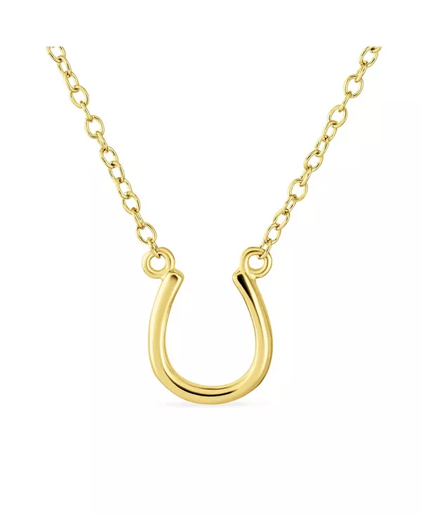 

Минималистичное ожерелье с подвеской в виде подковы — талисман на удачу — золото и серебро Bling Jewelry, gold-tone