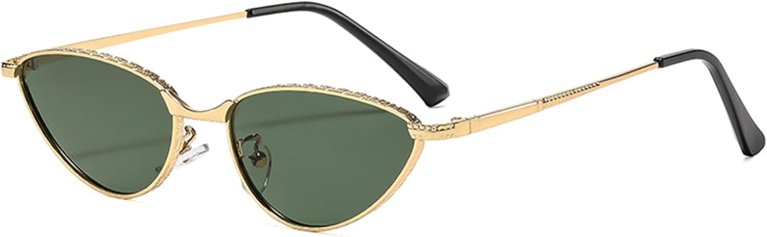 

Солнцезащитные очки Bullabulling в стиле ретро, ​​овальные, для женщин, 90-е годы, маленькие овальные очки «кошачий глаз», винтажная металлическая оправа с пружинным шарниром, Gold Green