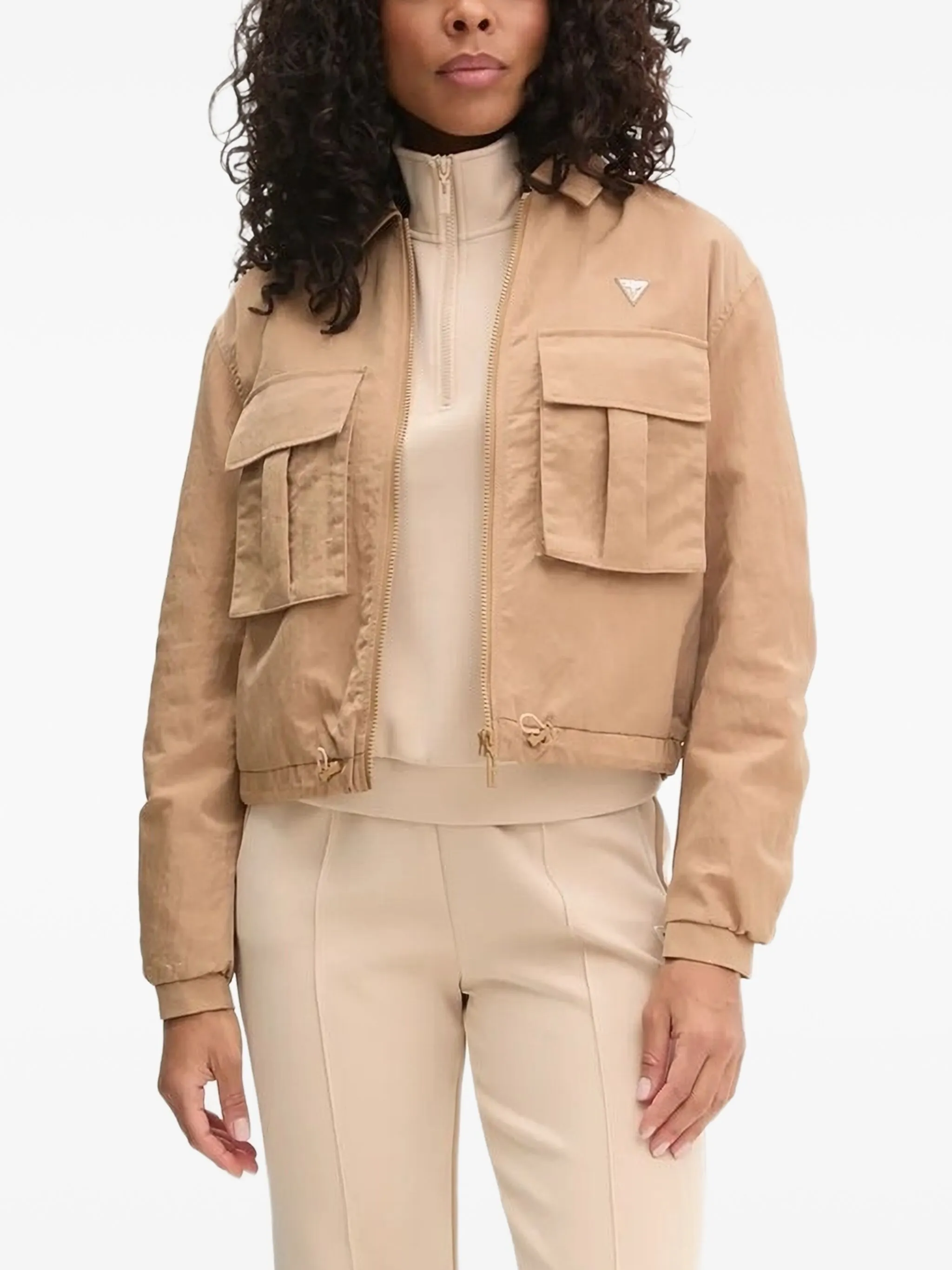 

Бомбер на молнии Guess Usa, коричневый