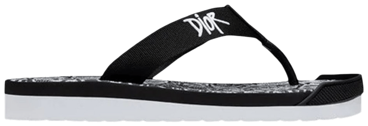 

Кроссовки Dior Shawn Stussy x Dior Embroidery Flip Flops 'White Black', черный