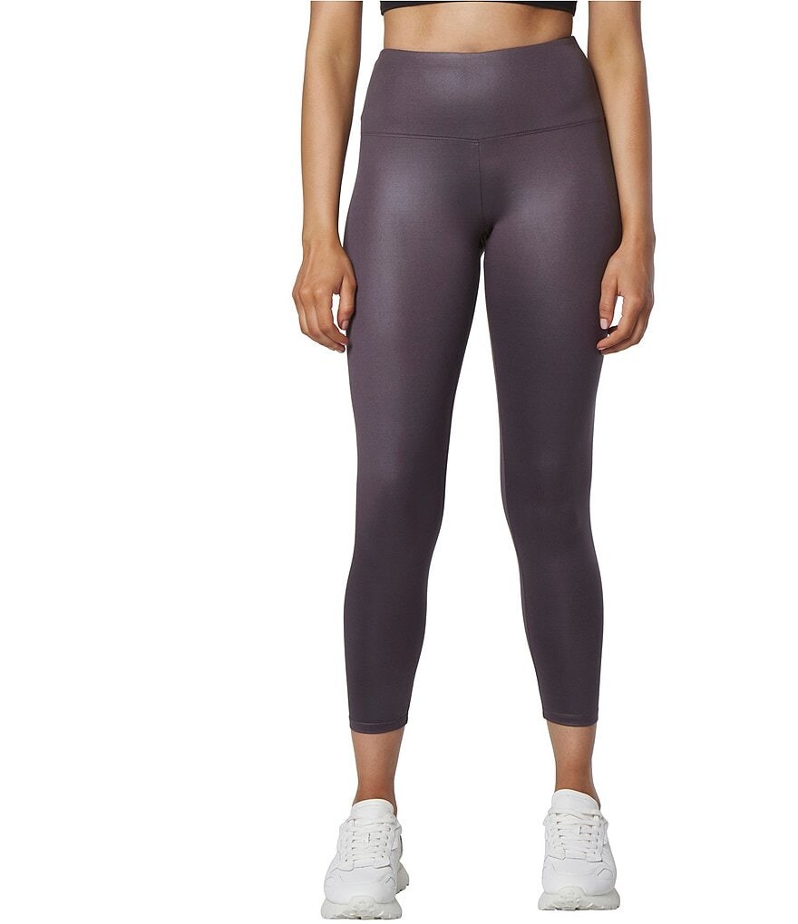 

Леггинсы без застежки с высокой талией Andrew Marc Sport Solid Liquid, фиолетовый