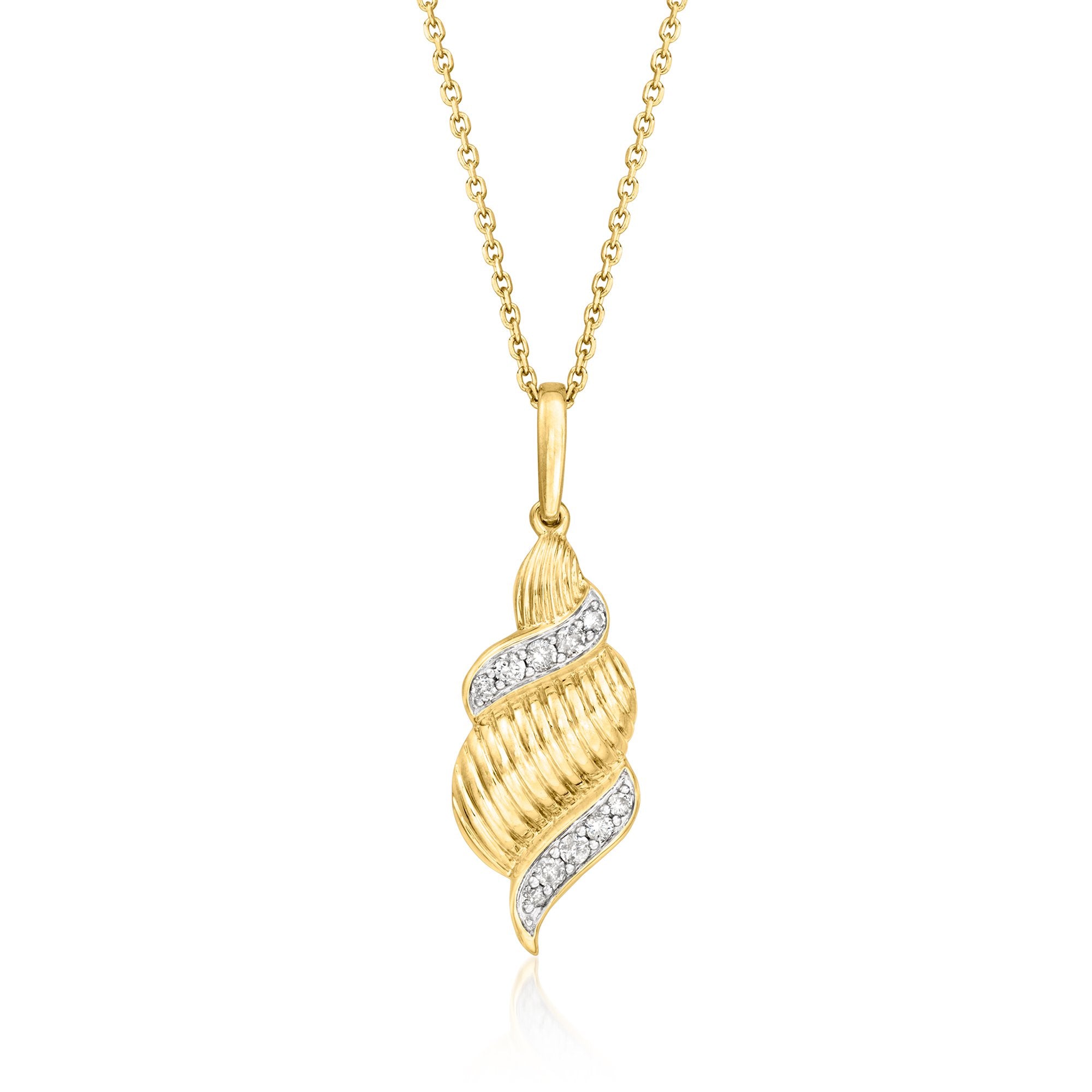 

Ожерелье с подвеской Ross-Simons Diamond Spiral из 18-каратного золота с покрытием Sterling Ross-Simons, 16 In