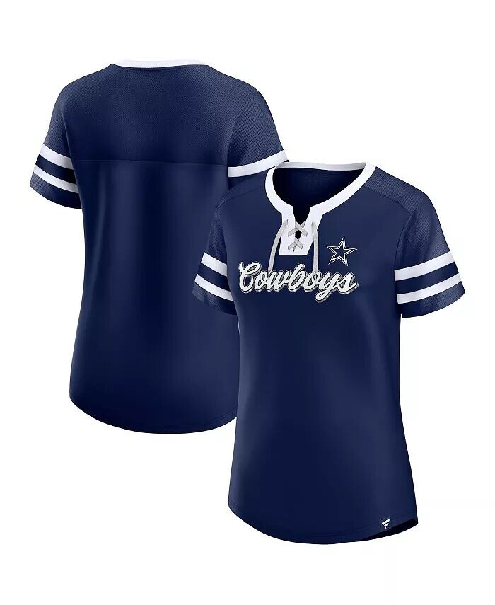 

Женская темно-синяя футболка Dallas Cowboys Original State Lace-Up Fanatics