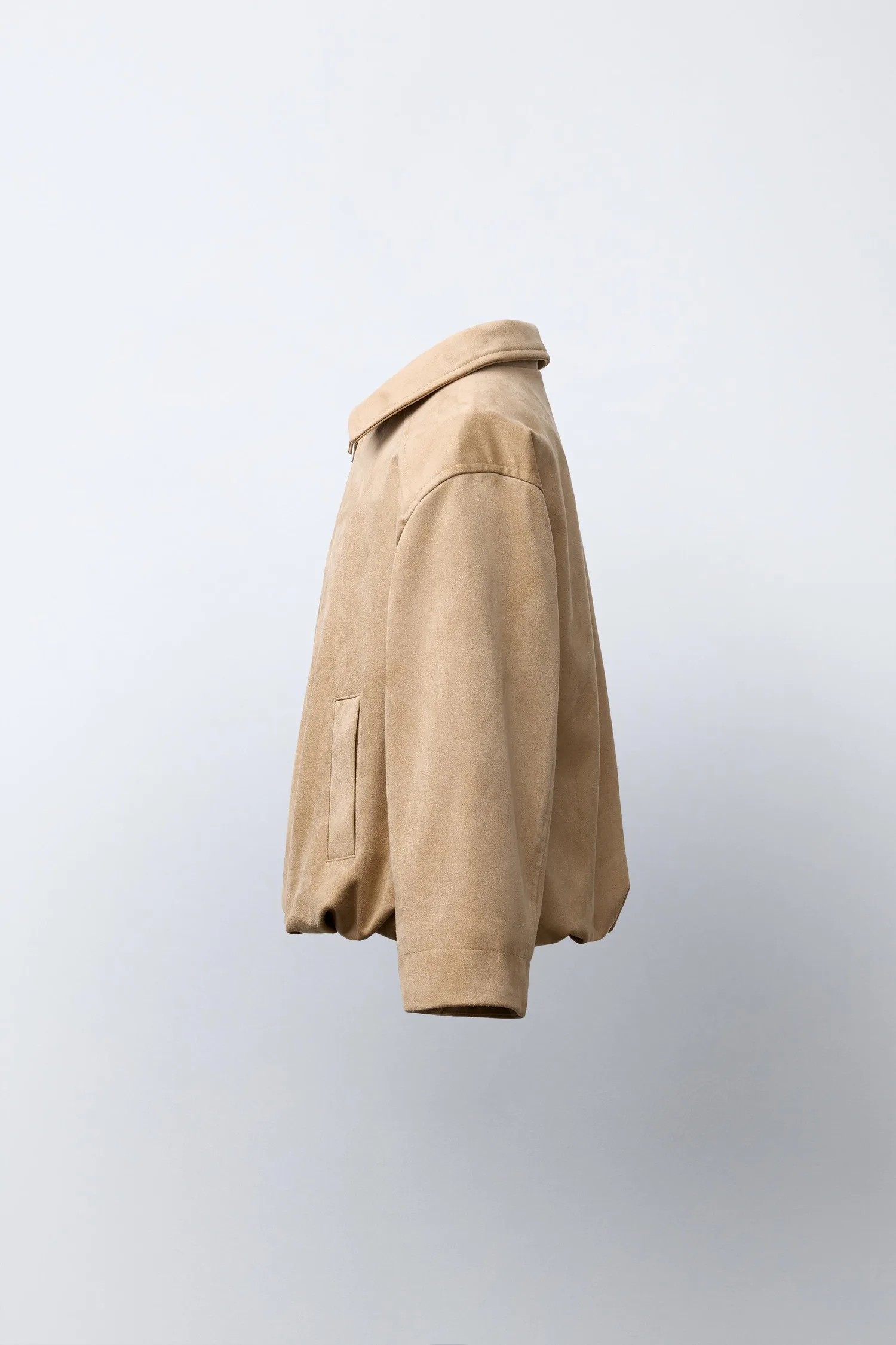 Куртка-бомбер из искусственной замши Zara, бежевый — фото 3