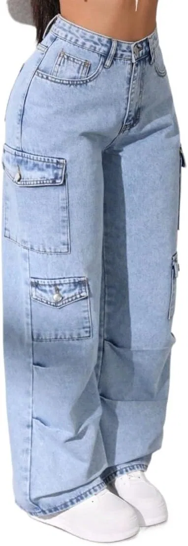 Джинсы карго, свободные, Light Wash