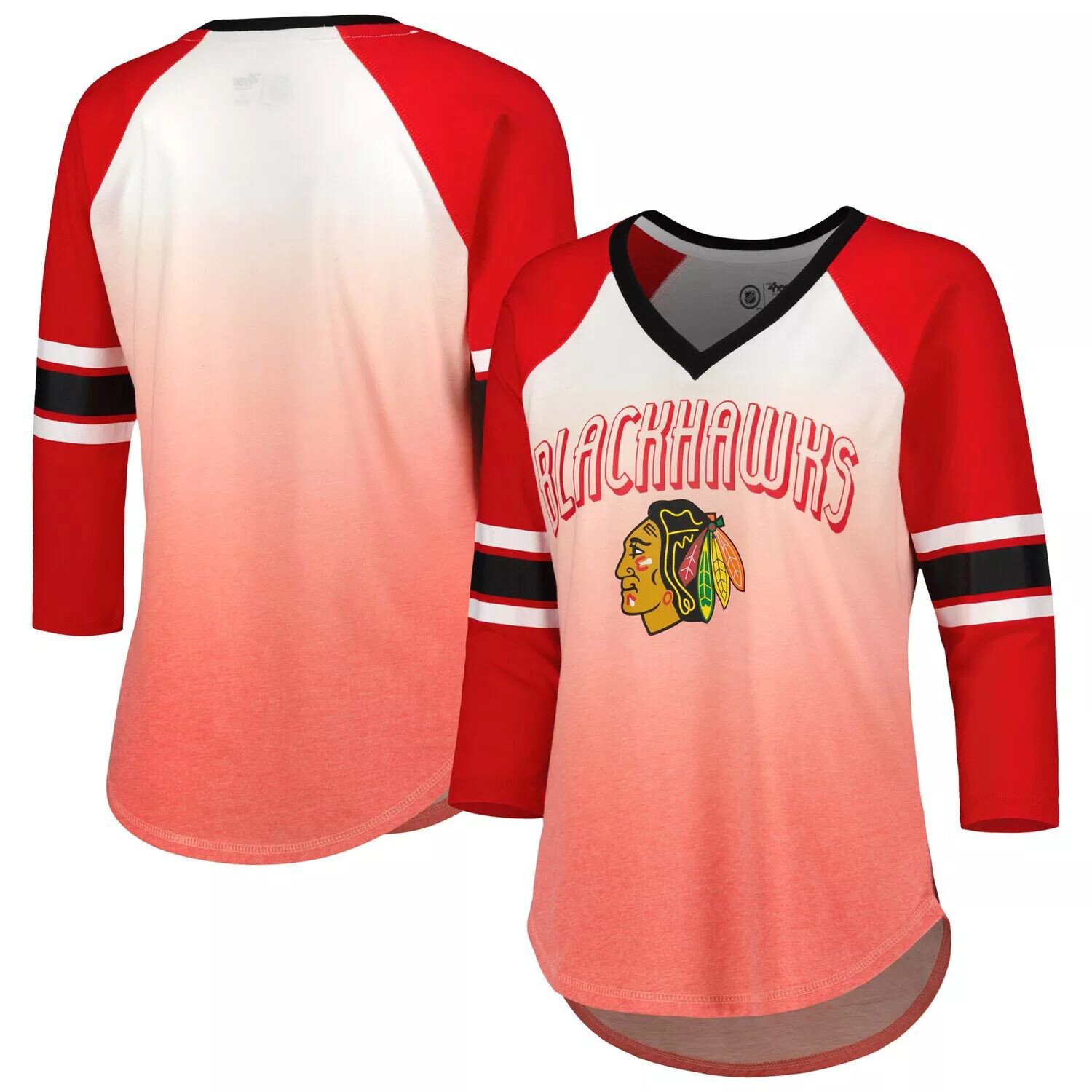 

Женская футболка G-III 4Her by Carl Banks Red Chicago Blackhawks Lead Off Tri-Blend реглан с рукавами 3/4 и v-образным вырезом G-III