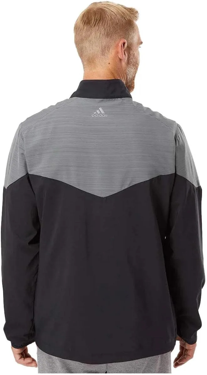 Ветровка Adidas Heather Chevron Block с молнией на 1/4, черный — фото 4