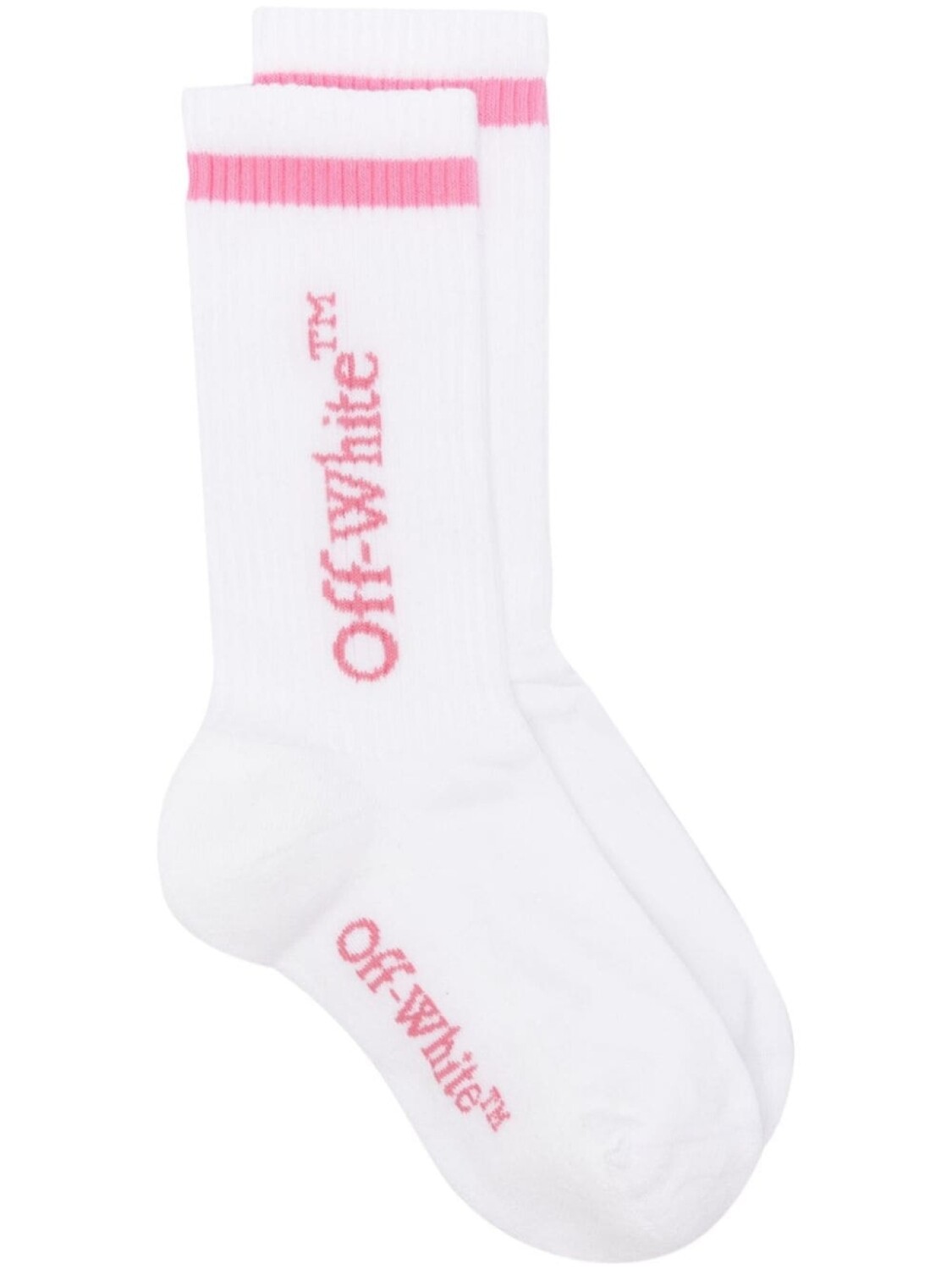 

Off-White носки в рубчик с логотипом, белый