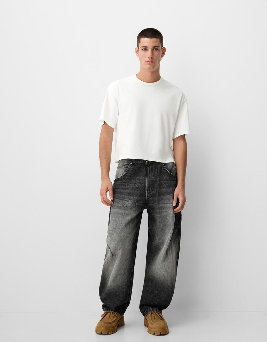

Мешковатые джинсы Balloon fit Bershka, черный