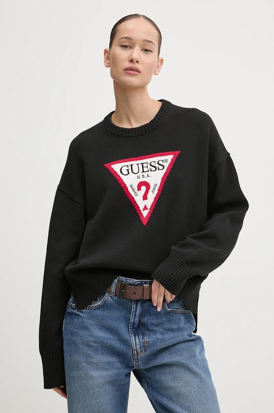 

Хлопковый свитер Guess Jeans, черный
