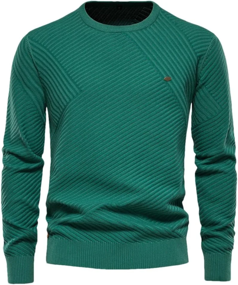 

Мужской свитер с круглым вырезом, базовый хлопковый джемпер, черный Dninmim