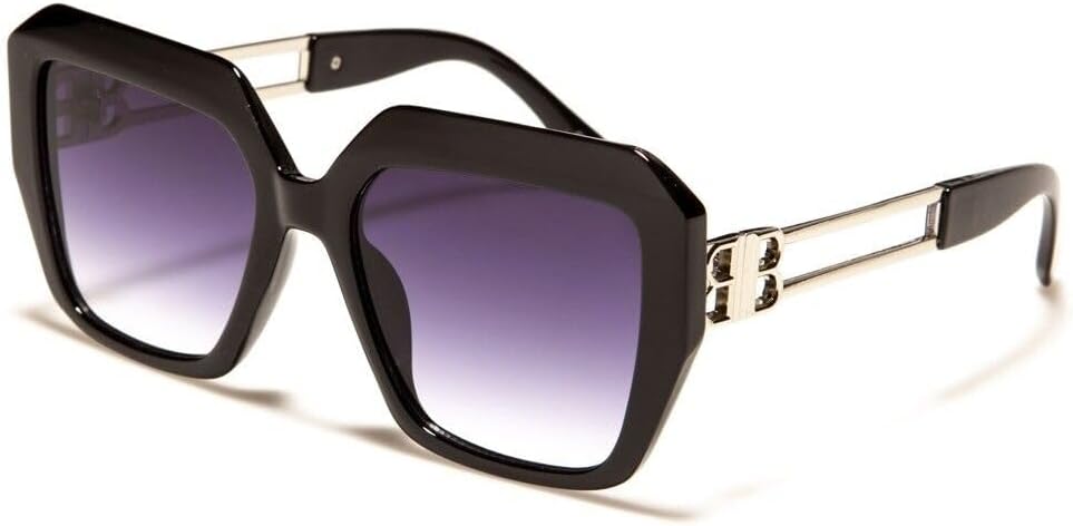 

Женские солнцезащитные очки Dweebzilla BB Oversized Classic Square Jackie O Luxury Sunglasses Shades Large Big Trendy UV400 Hybrid, Black & Silver Frame - Black Gradient Lenses