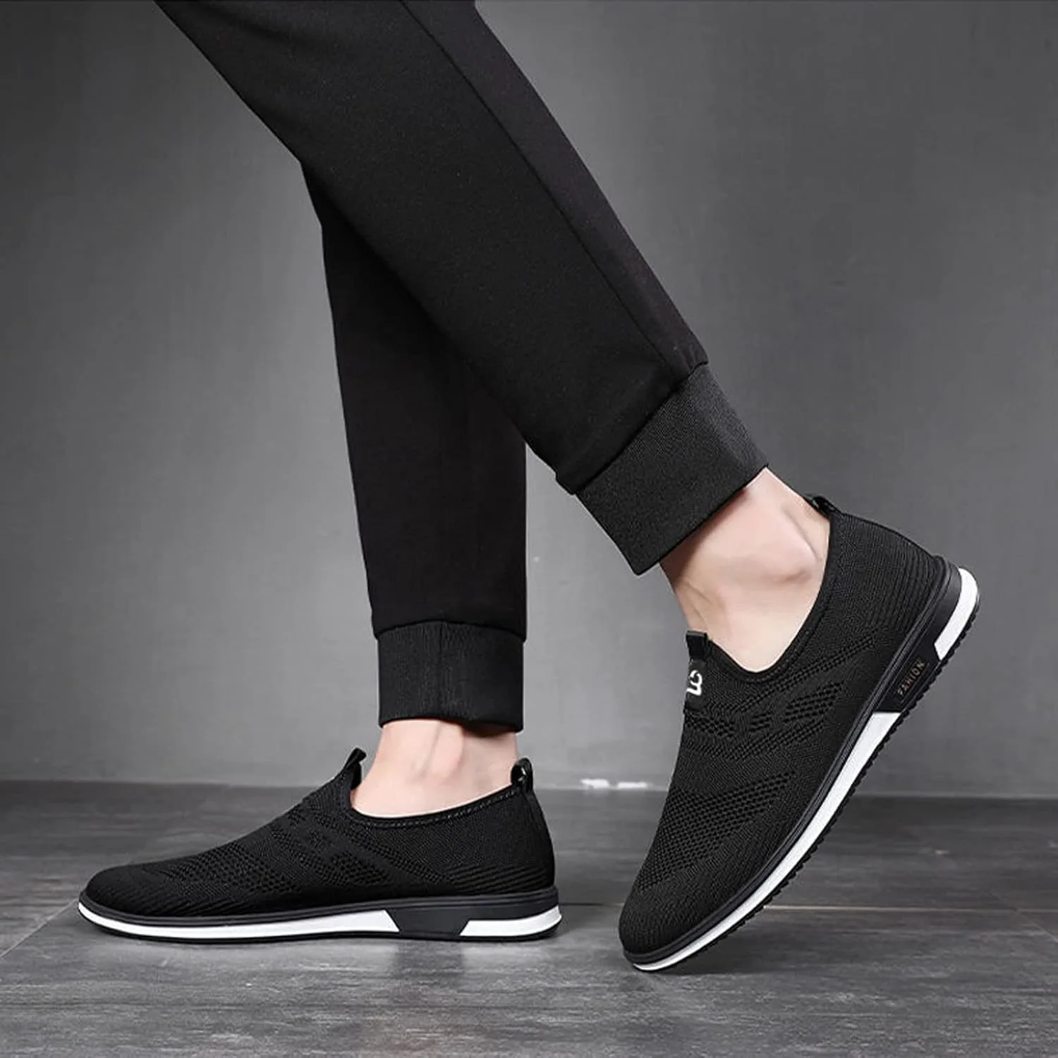 

Мужские лоферы Cubicbee с сетчатым верхом, удобные для повседневной носки, дышащие, эластичные, плоские, для ходьбы и пляжа, легкие, противоскользящие, модные кроссовки, черный