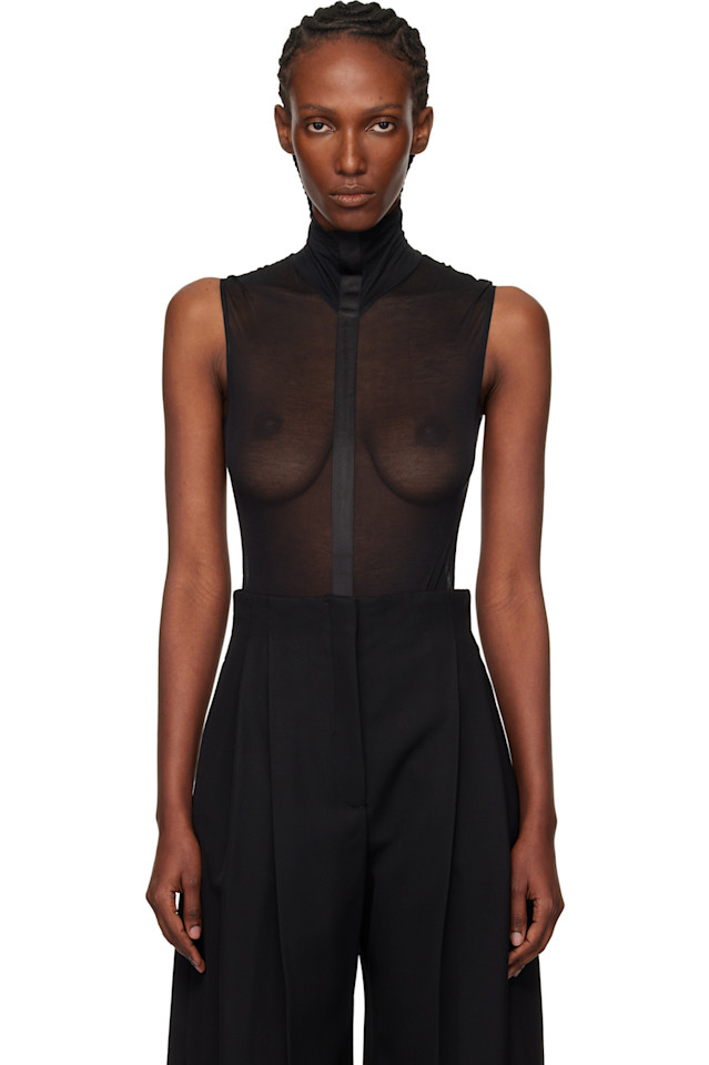 

Боди без рукавов в виде смокинга Mugler, черный