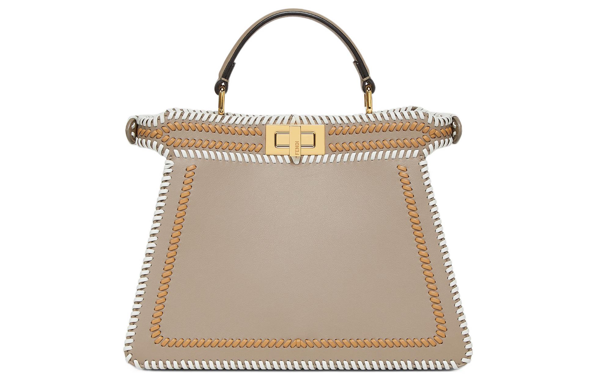 

FENDI Сумка Peekaboo ISeeU из телячьей кожи, кросс-боди, маленькая женская сумка Dove Gray