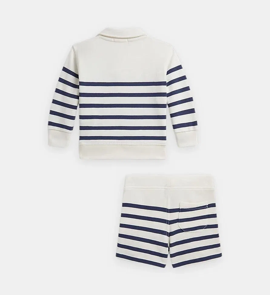 Свитер и шорты в полоску из махрового хлопка Polo Ralph Lauren, белый — фото 2