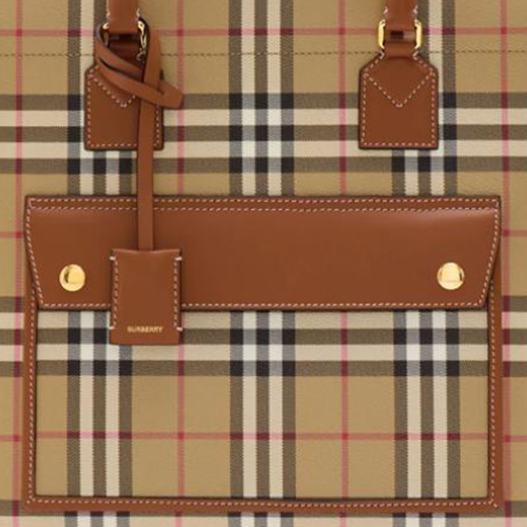 Женская сумка-шоппер Burberry из полиуретана, коричневая — фото 4