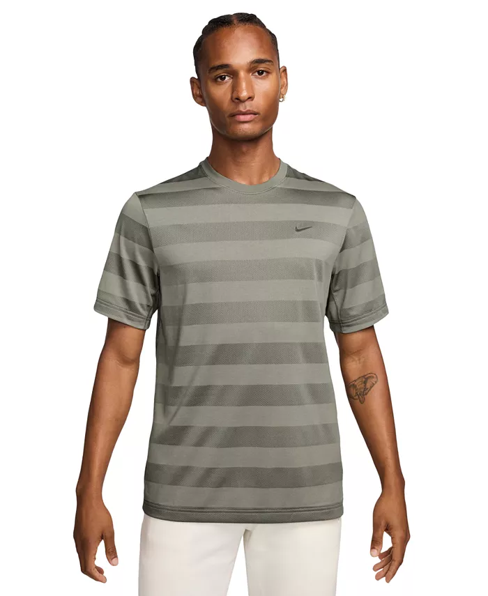 

Мужская футболка с полосками и логотипом Primary Dri-FIT Fitness с короткими рукавами Nike, зеленый