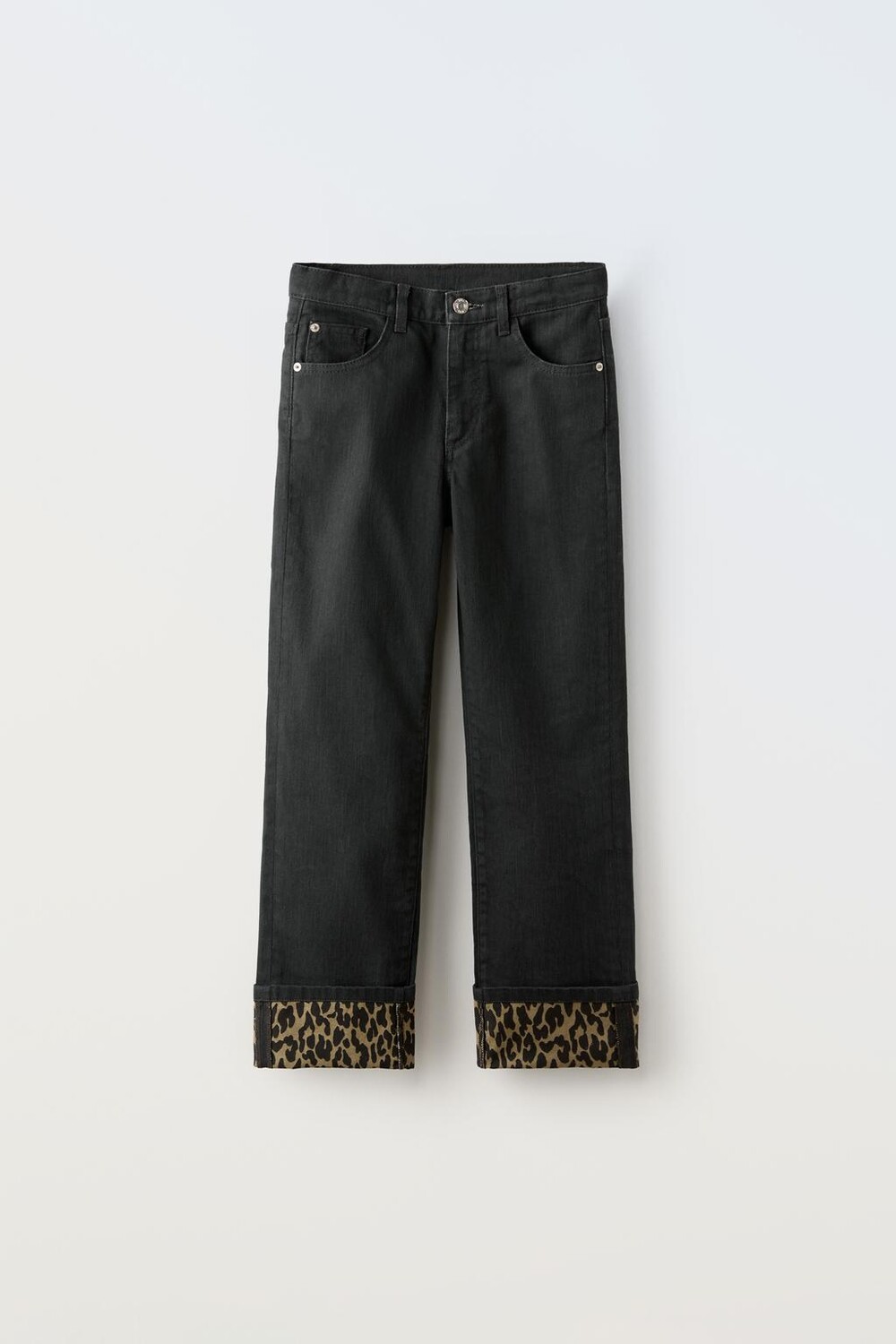 

Прямые джинсы с животным принтом ZARA, черный