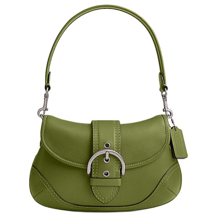 

COACH Сумка-хобо из кожи сохо среднего размера для женщин с одним плечевым ремнем темного лаймового цвета