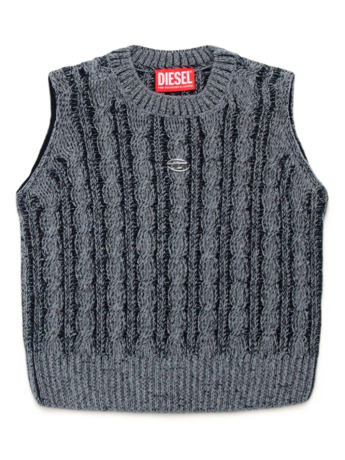

Diesel Kids жилет фактурной вязки с логотипом, серый