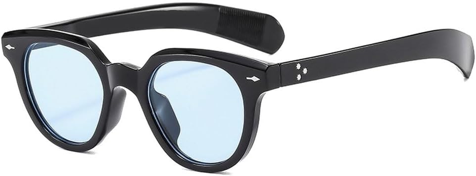 

Модные овальные женские солнцезащитные очки в стиле ретро с заклепками, мужские трендовые солнцезащитные очки с градиентным покрытием UV400 желто-синего цвета SKFGNX, Black Blue