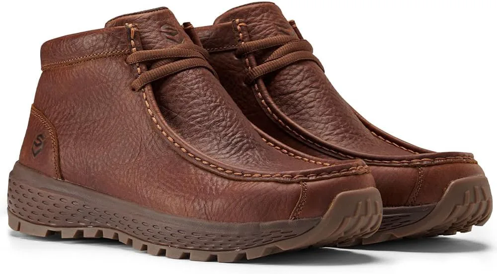 Мужские ботинки SUREWAY Chukka, легкие и прочные кожаные рабочие ботинки с носком-мокасином, модные для походов, вождения, Челси-ботинки для комфорта в любую погоду (офис, повседневная носка, нарядные) — фото 3
