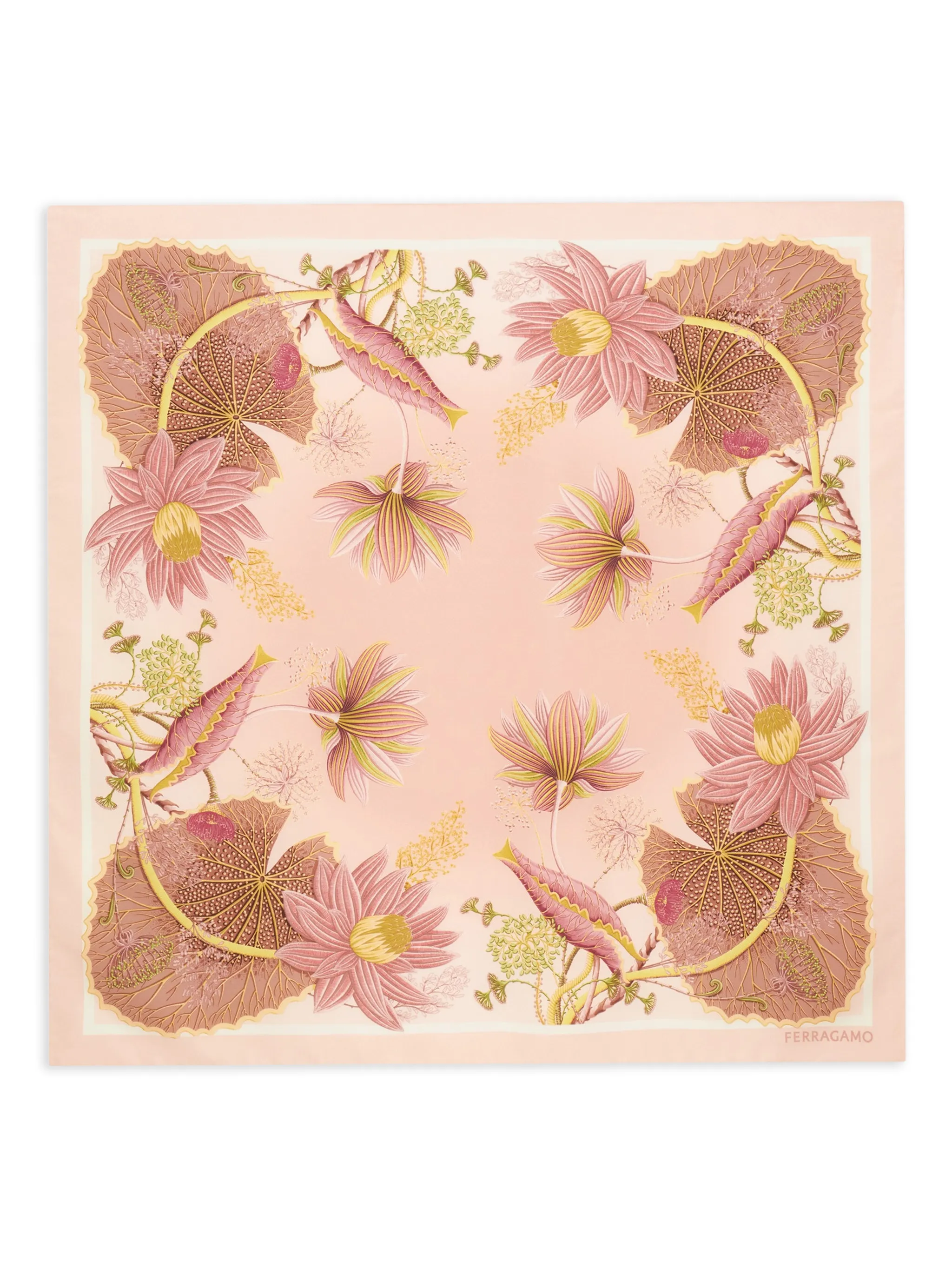 

Шелковый платок с принтом Ferragamo, розовый