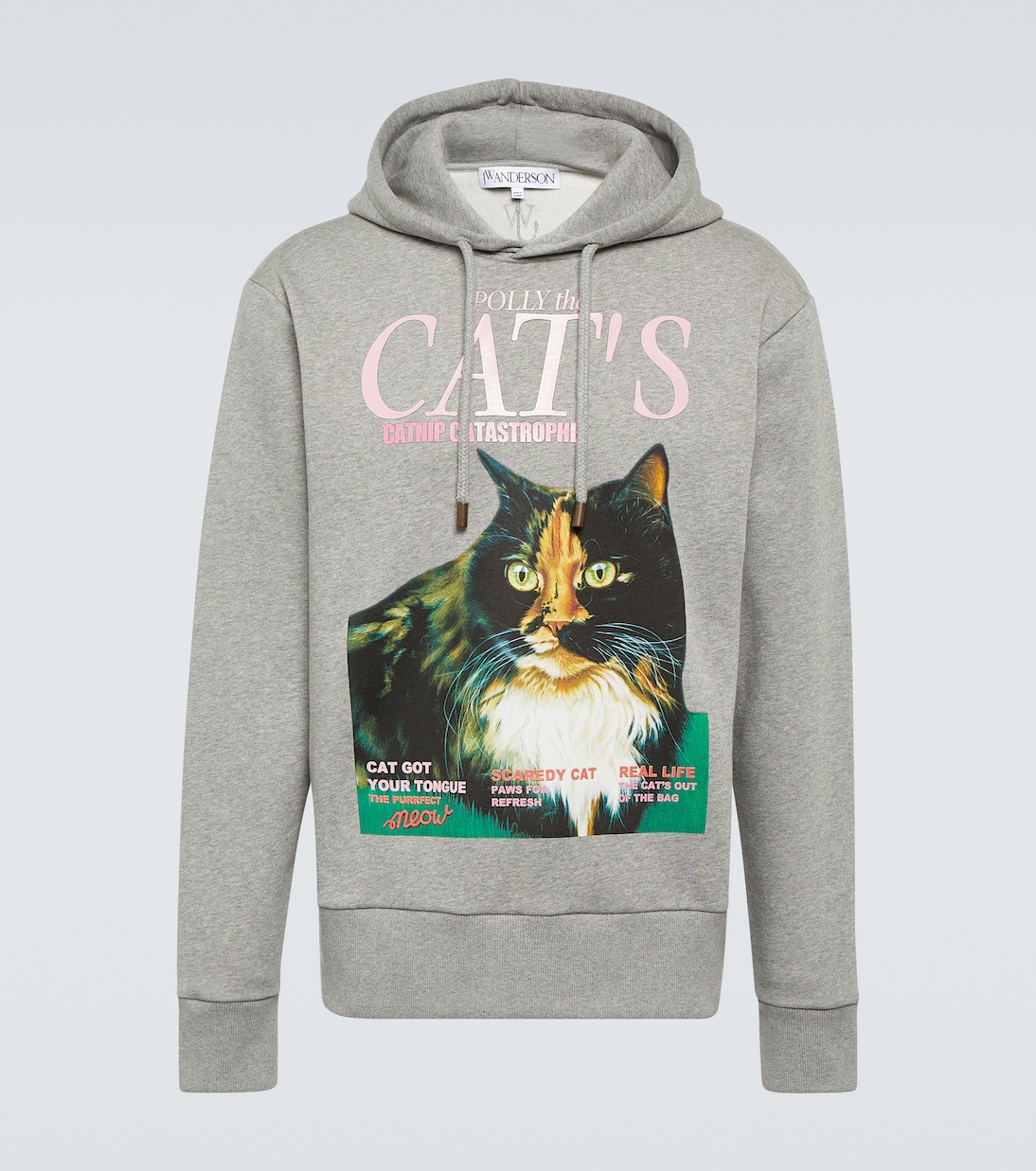 

Хлопковая толстовка с капюшоном JW Anderson, Mid Grey Melange