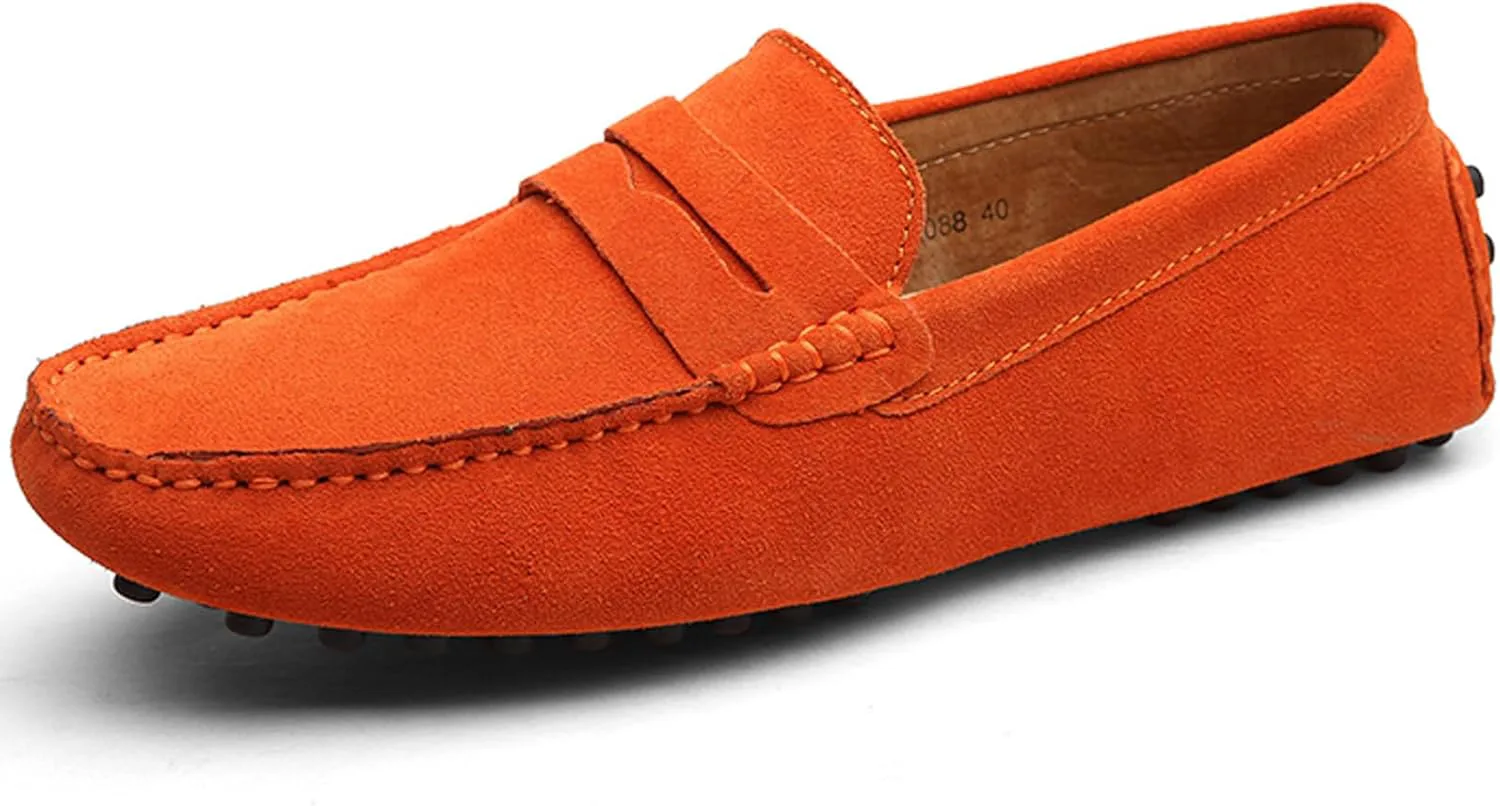 

Мужские лоферы WUIWUIYU, повседневные слипоны, мягкие пенни-лоферы для мужчин, легкие замшевые большие размеры, обувь для вождения, мокасины, оранжевый