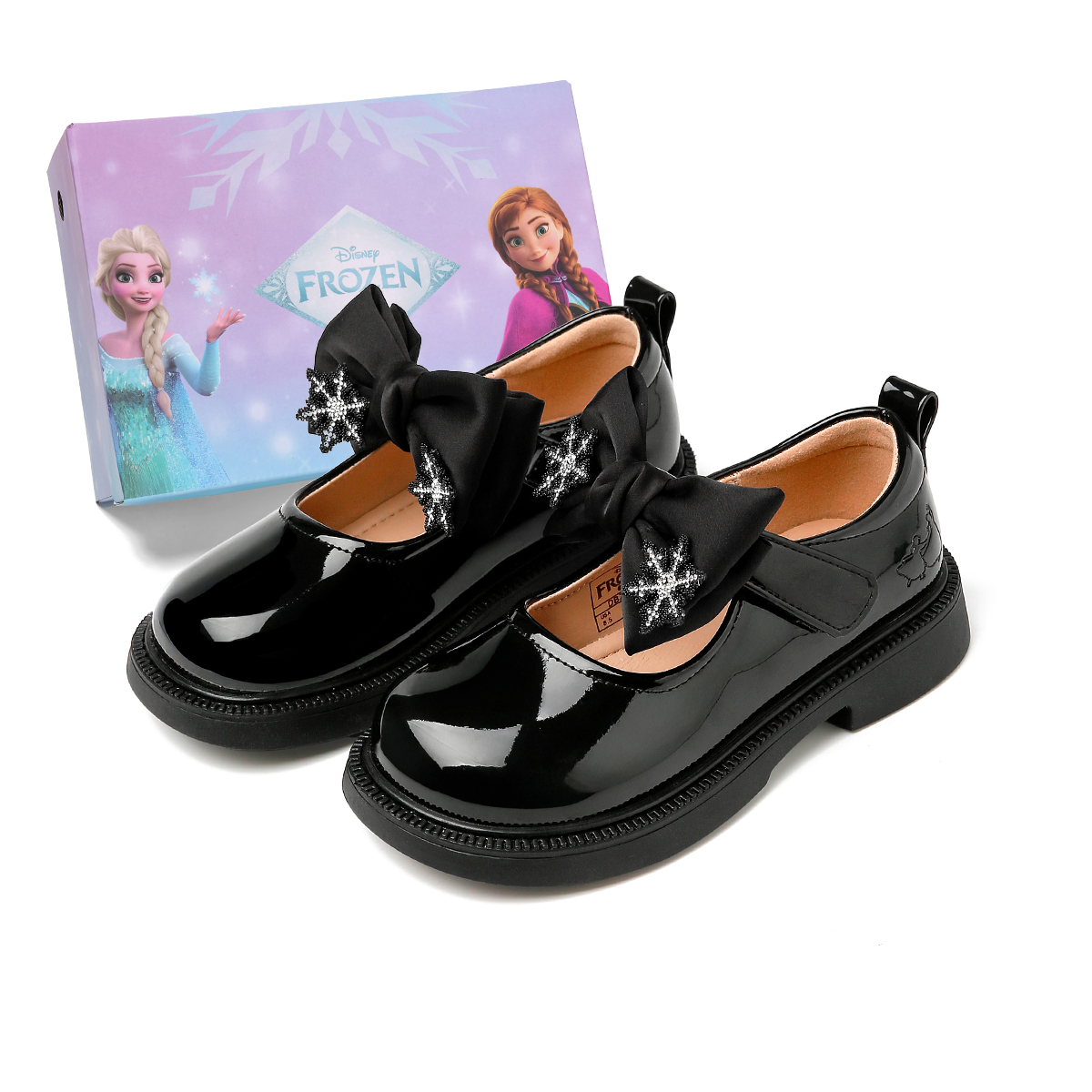 Детские кожаные туфли серии Frozen Series с амортизацией и износостойкостью, с низким верхом Disney, черный — фото 2